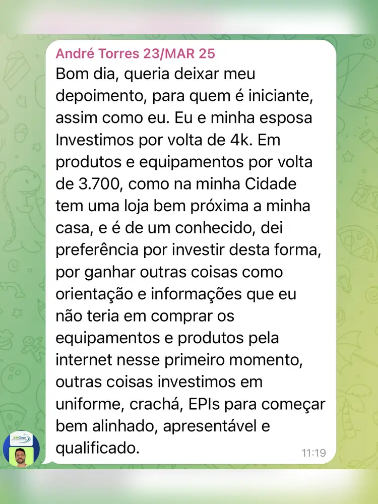 Depoimento de aluno do Método RTMLimp sobre preciso de muito dinheiro para começar? — imagem 8
