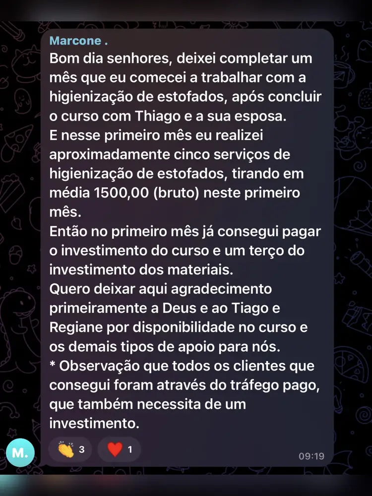 Depoimento de aluno do Método RTMLimp sobre preciso de muito dinheiro para começar? — imagem 10