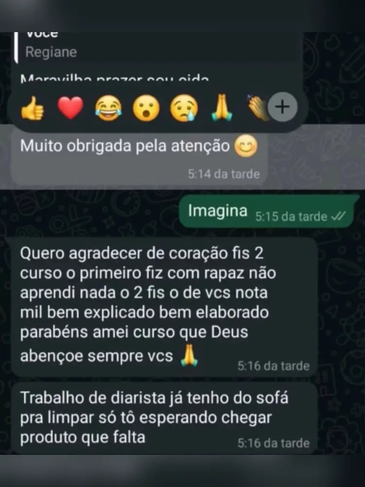 Depoimento de aluno sobre suporte 7