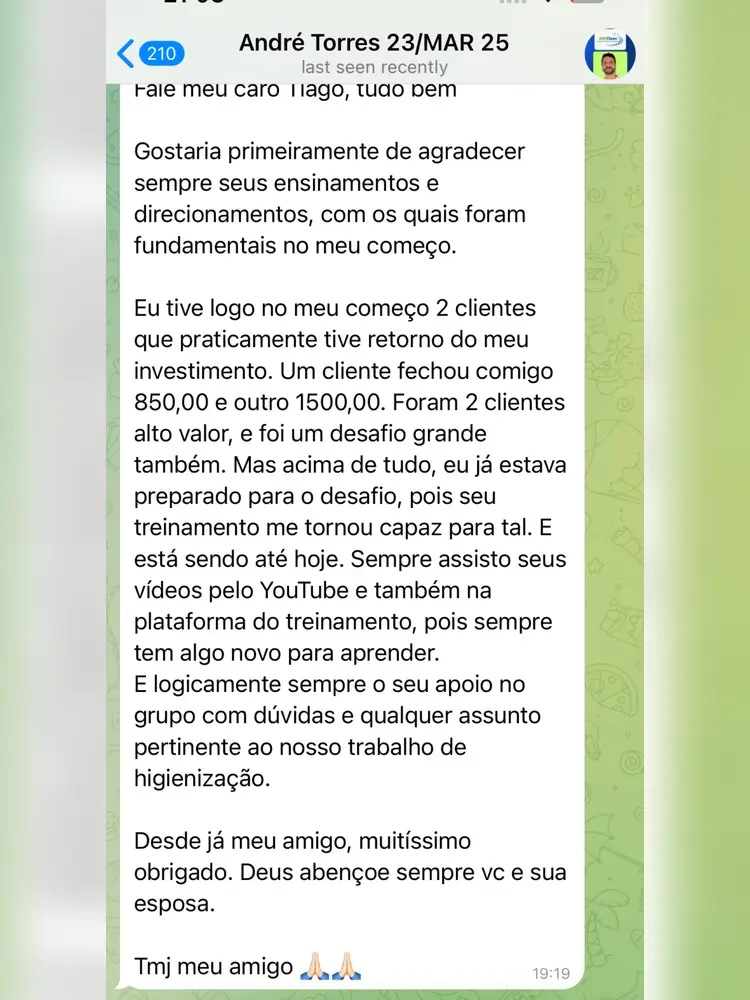 Depoimento de aluno sobre suporte 8