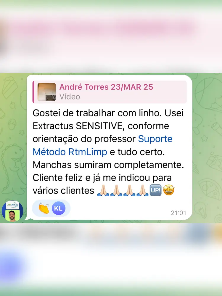 Depoimento de aluno do Método RTMLimp sobre e se eu manchar ou estragar o sofá do cliente? — imagem 4
