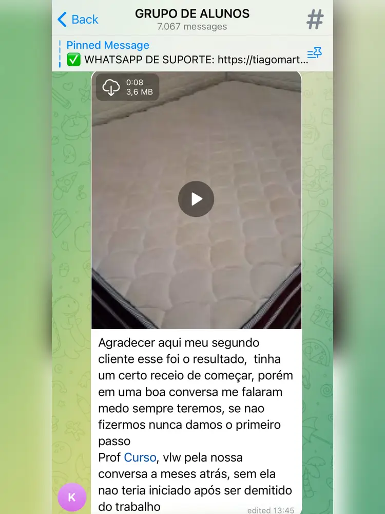 Depoimento de aluno sobre suporte 13