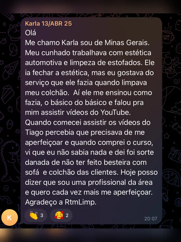 Depoimento de aluno do Método RTMLimp sobre e se eu manchar ou estragar o sofá do cliente? — imagem 8