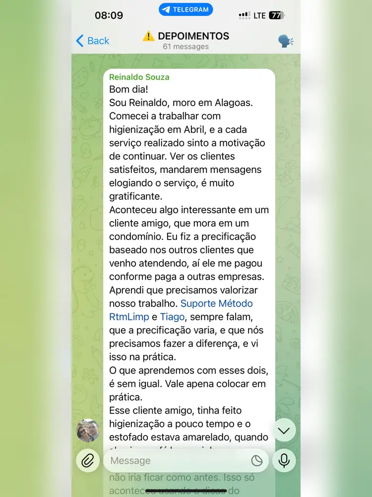Depoimento de aluno sobre suporte 16