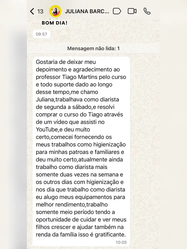 Depoimento de aluno do Método RTMLimp sobre resultados de serviços feitos pelos alunos — imagem 107