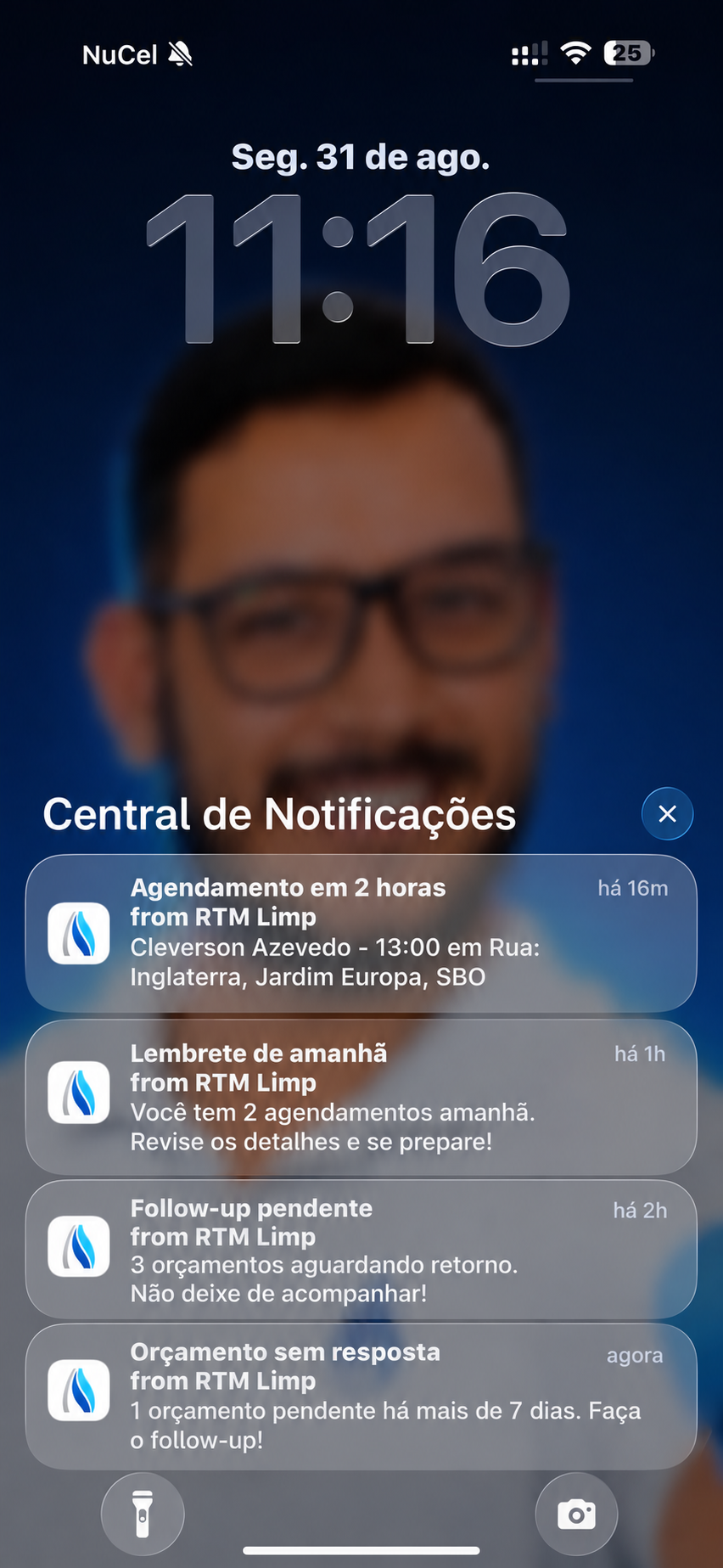 Notificações de Lembrete do RTM Limp Gestão
