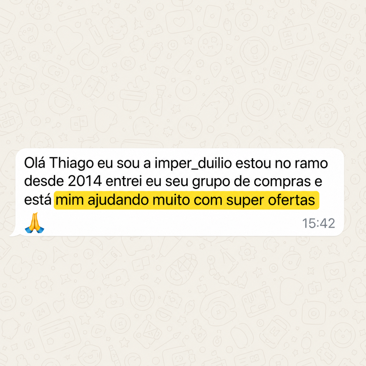 Depoimento de membro do Grupo de Ofertas RTMLimp 2