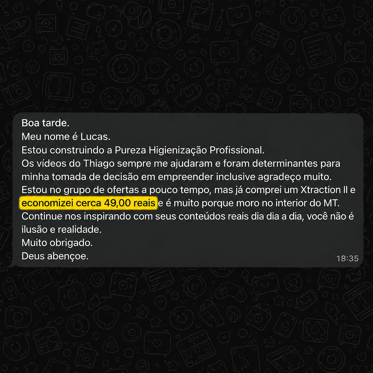 Depoimento de membro do Grupo de Ofertas RTMLimp 1